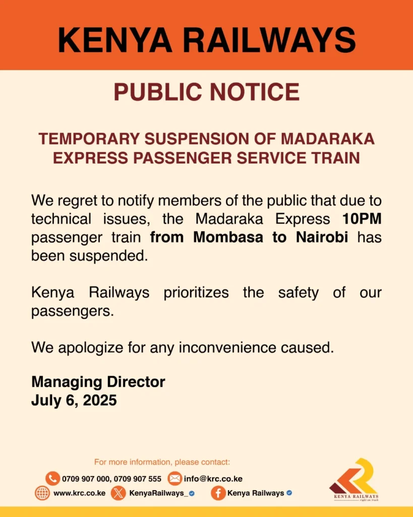Kenyans Stranded After Summer Tides as Kenya Railways Cancels Late Night Train