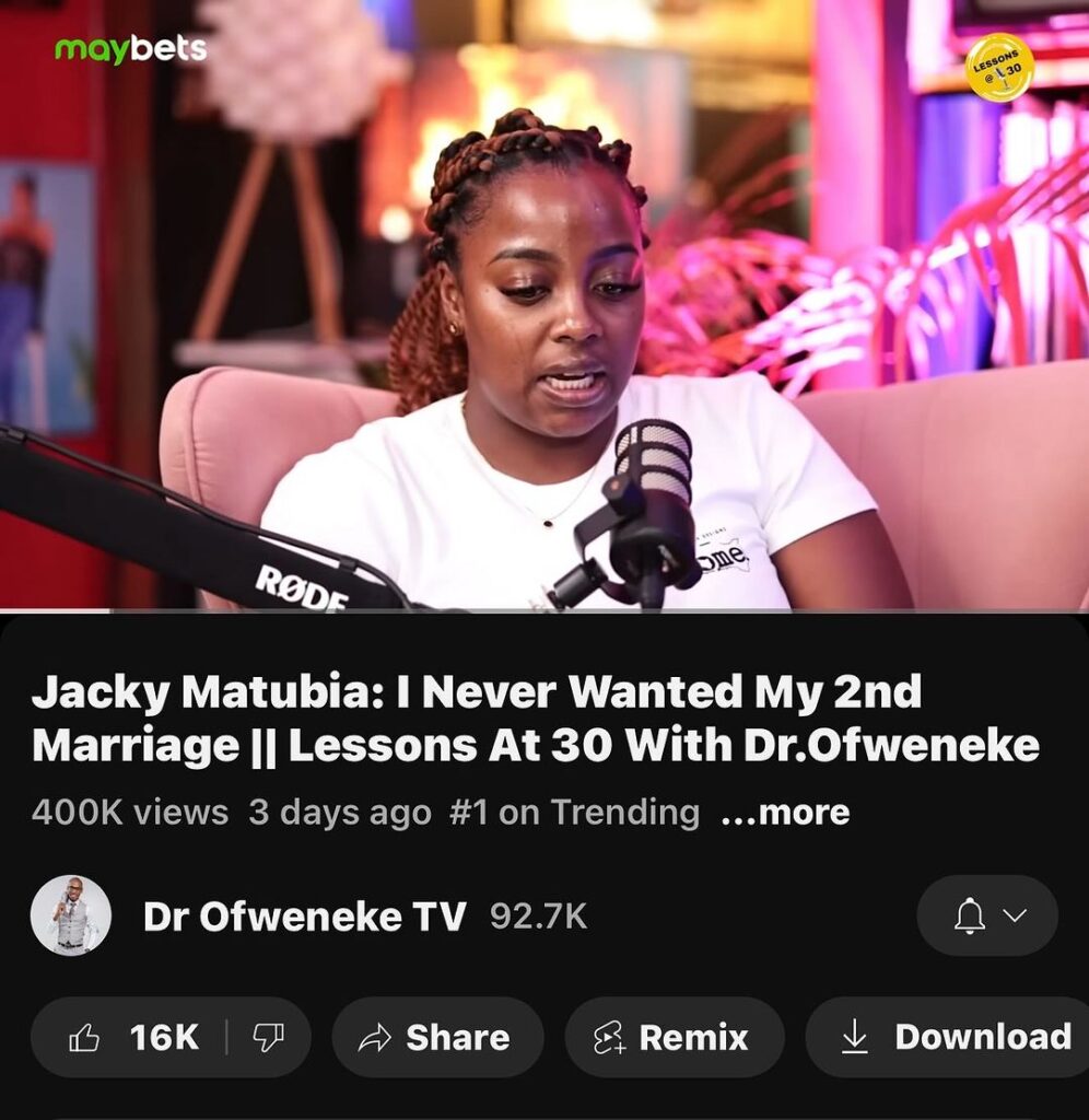 Jackie Matubia trends at No.1 after heartbreaking confessions