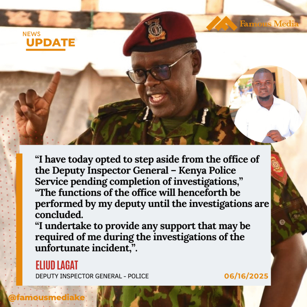 Deputy IG Eliud Lagat Steps Aside Amid Blogger Albert Ojwang’s Death Probe
