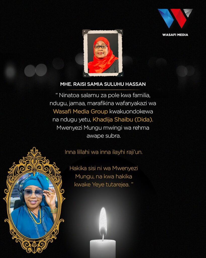 President Samia’s messege to Diamond as she mourns top Wasafi FM presenter Dida